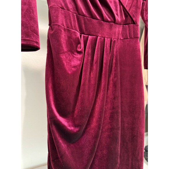 NWT InsNova Velvet Long-Sleeve Dress Body Con‎ Wine Maroon Size Small - Picture 5 of 9